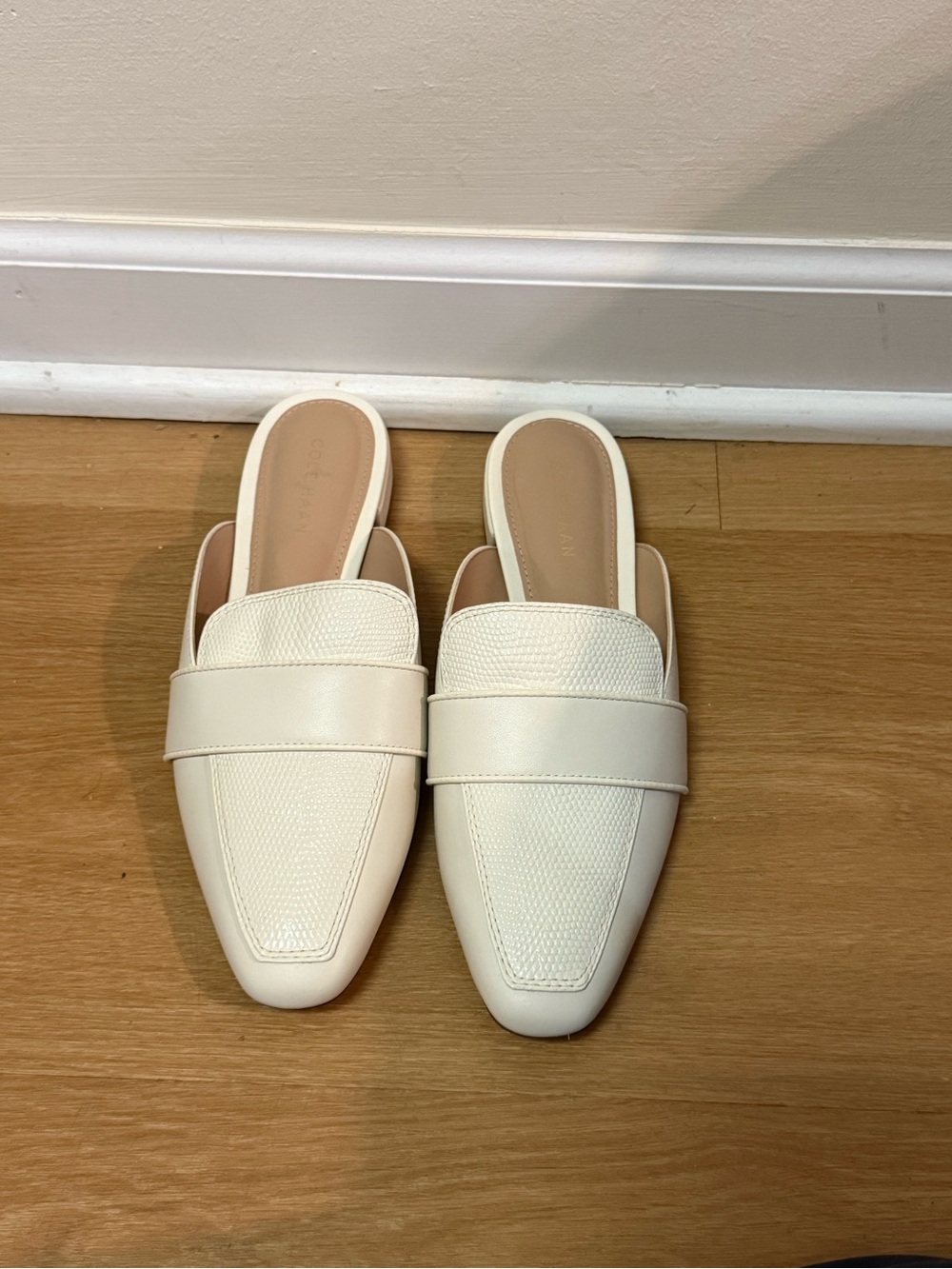 Cole Haan Women's Off-White Slip-On Mule Loafers
